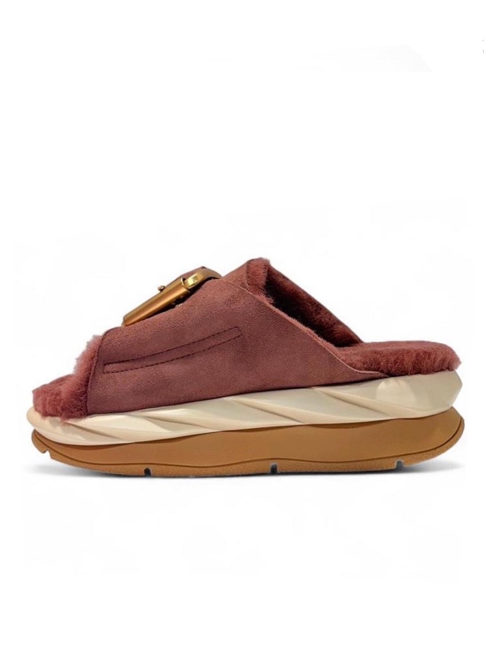 MELLOW LAZE ROSE Shearling Slides - Picture 3 of 8